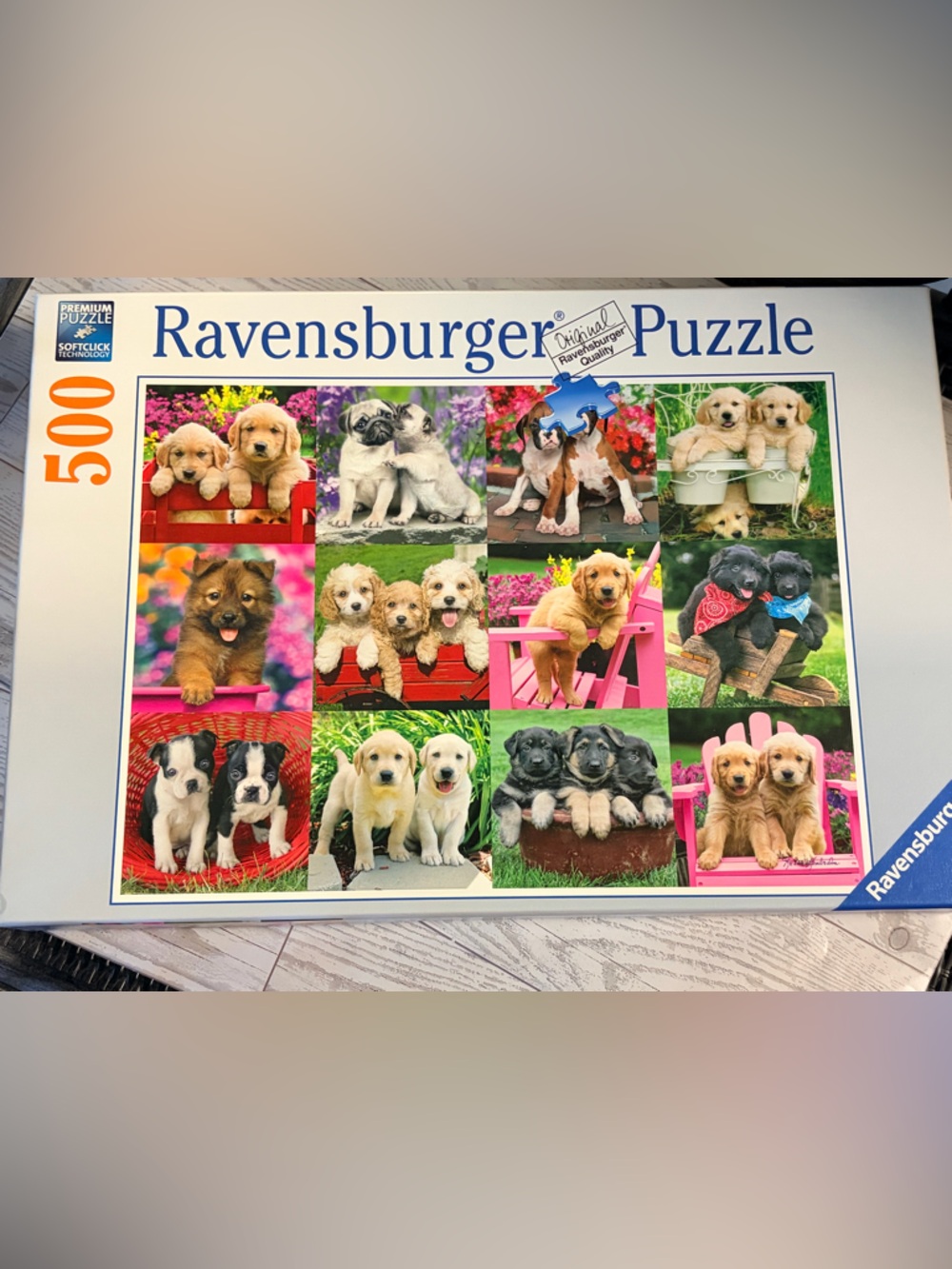 Puppy Ravensburger 500 piece Collage Jigsaw Puzzle - Colorful Puppies Print dogs